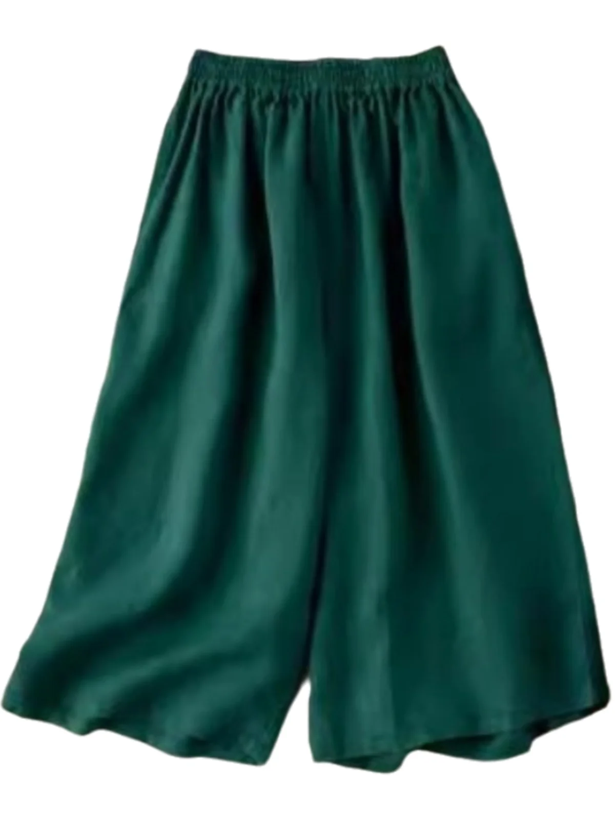 กางเกงขายาวผ้าลินินทรงหลวมเอวสูงสำหรับผู้หญิง สไตล์ลำลอง ผ้าฝ้ายผสมลินิน ความยาวเจ็ดส่วน