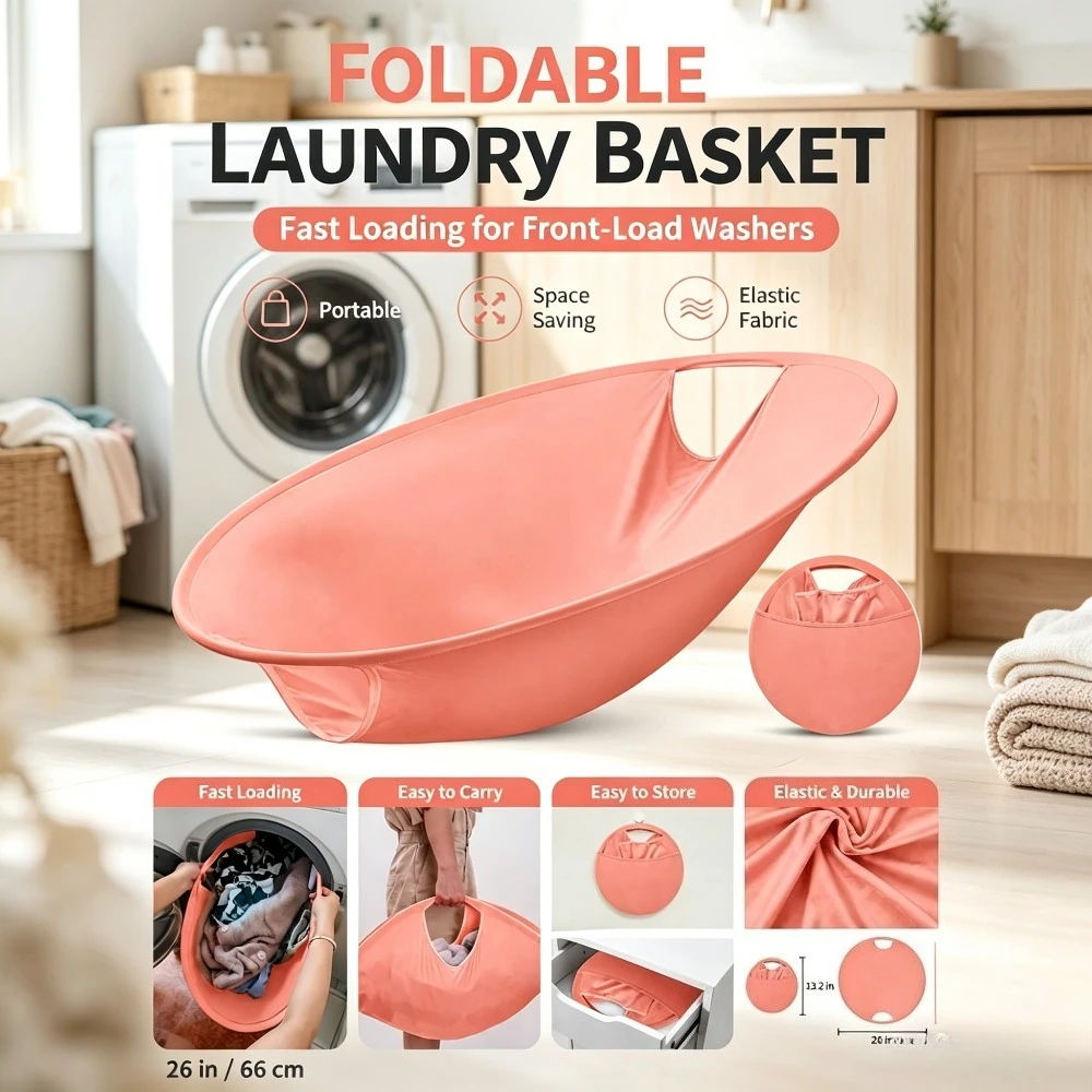 Foldable Laundry Basket with Handles,Collapsible Clothes Hamper,Portable Laundry Organizer Bag for Home Bedroom Bathroom Storage