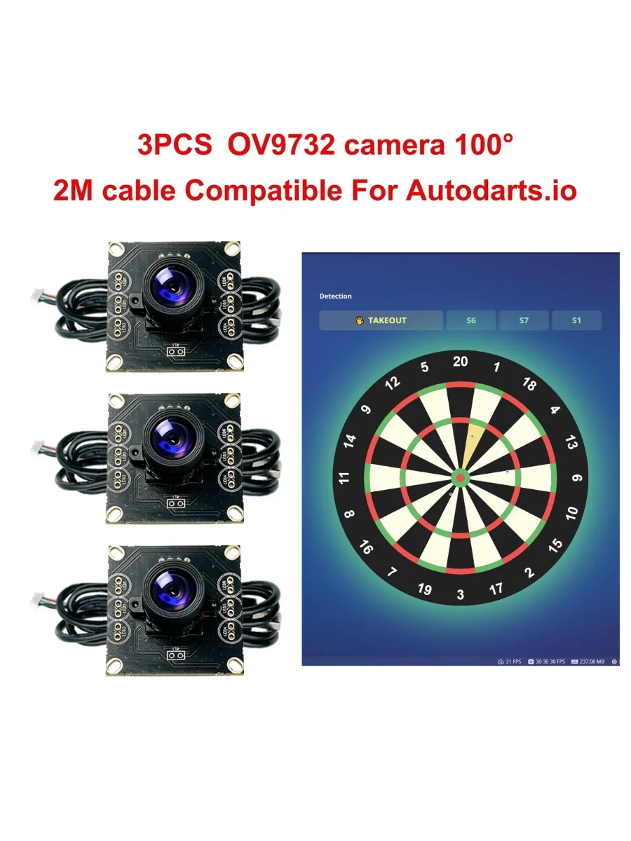 2/3/6/24 SZT. OV9732 1MP 720P Moduł Kamery USB 100 °   Szerokokątny z kablem 2M/3M do systemu oceniania Autodarts.io — zdjęcie produktu 7