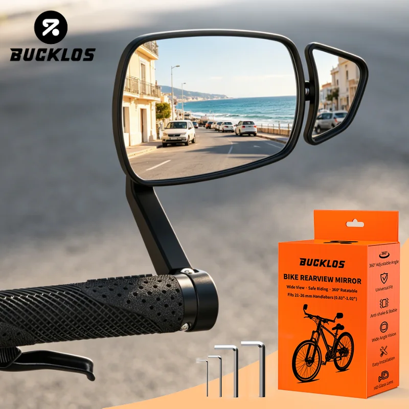 

BUCKLOS Bicycle Mirror Handlebar Dual Rear View Mirror Adjustable Wide Range Back Sight Reflector Cycling Mirrors Bike Accessory