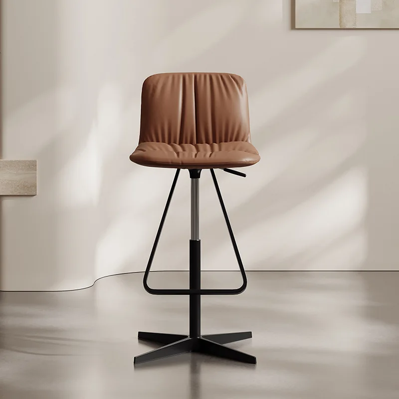 *dItalian Light Luxury Modern Leather Comfortable Villa Leisure Bar Stool with Rotating Lift for Home Island Use&