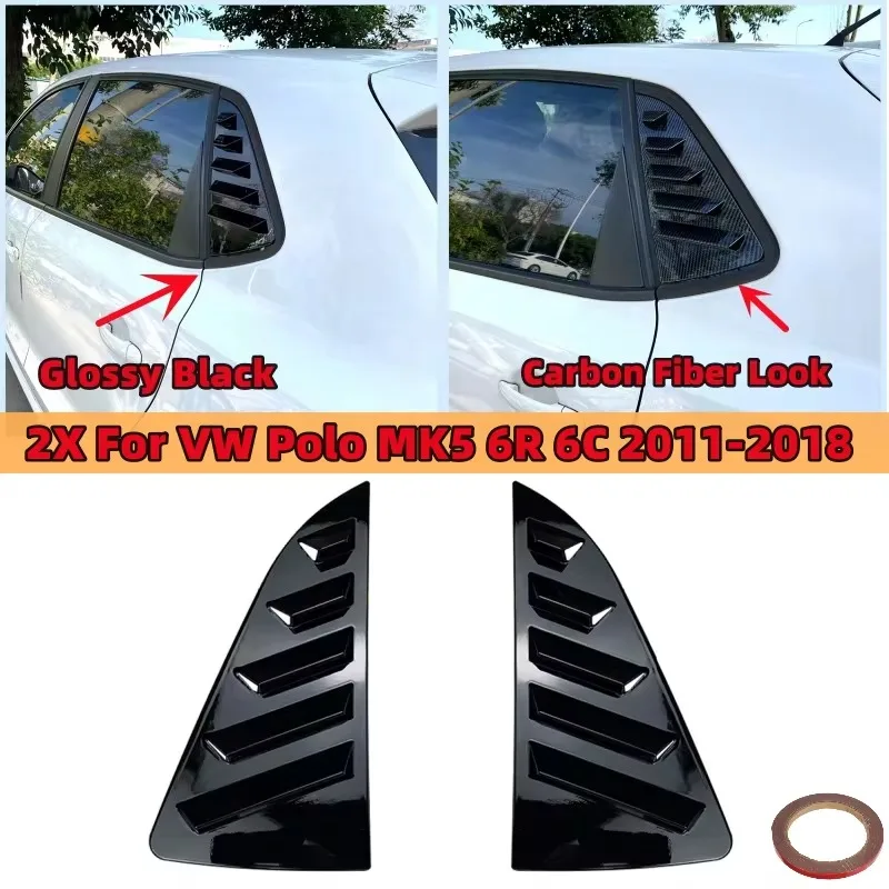 For Volkswagen VW Polo MK6 4 Door Hatchback 2017-2023 Rear Side Window Louver Shutter Cover Trim Sunshade Windshield Shade Blind