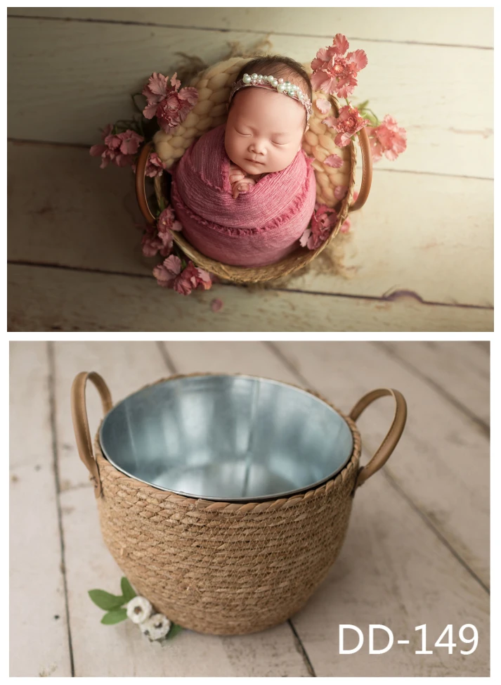 Newborn Photography Props Baby Furniture Posing Iron Stroller Wood Cribs Basket Bed Cot Seats Tub for Studio Photo Shoot Poser view 5