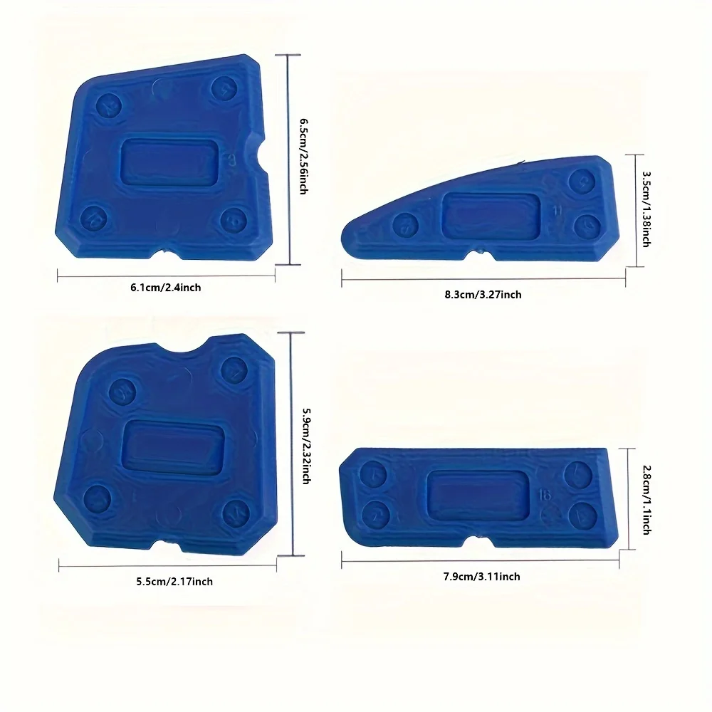 Multi-funcional Silicone Caulking Tool Set, Raspador Selante para Banheiro e Cozinha, 4 pcs