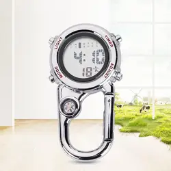 Reloj de bolsillo Unisex con brújula, pulsera con mosquetón Digital, resistente a los golpes, antioxidación, Correa y mochila