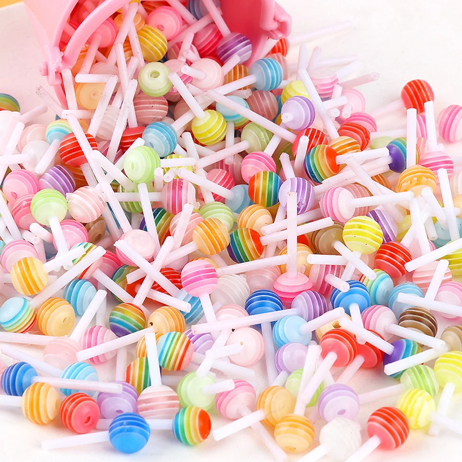 50 Stück Bunte 3D-Lollipop-Nagelkunst-Dekorationen, Candy-Thema, Kreatives Maniküre-Zubehör-Set für Nagelkunst-Dekoration – Detail 1