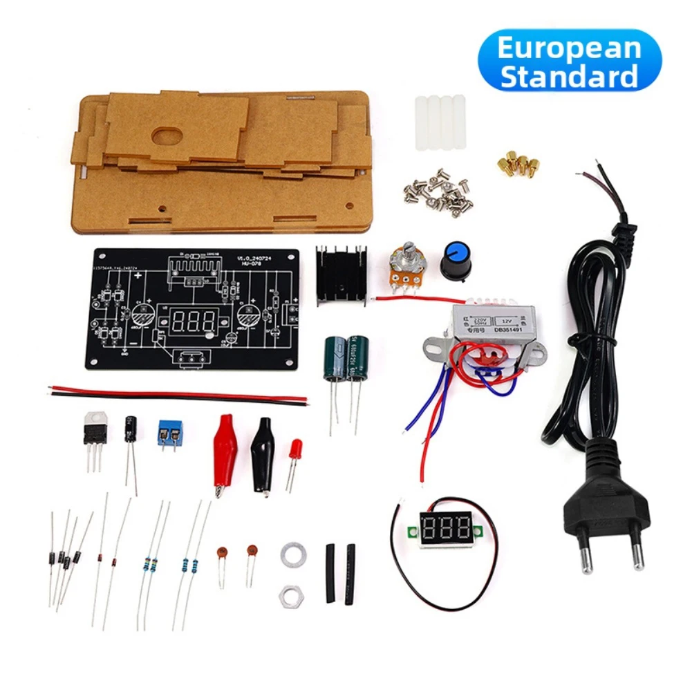 LM317 Adjustable Power Supply DIY Kit DC Regulated Voltage Module With Voltmeter For Electronics Student Learning And Testing To
