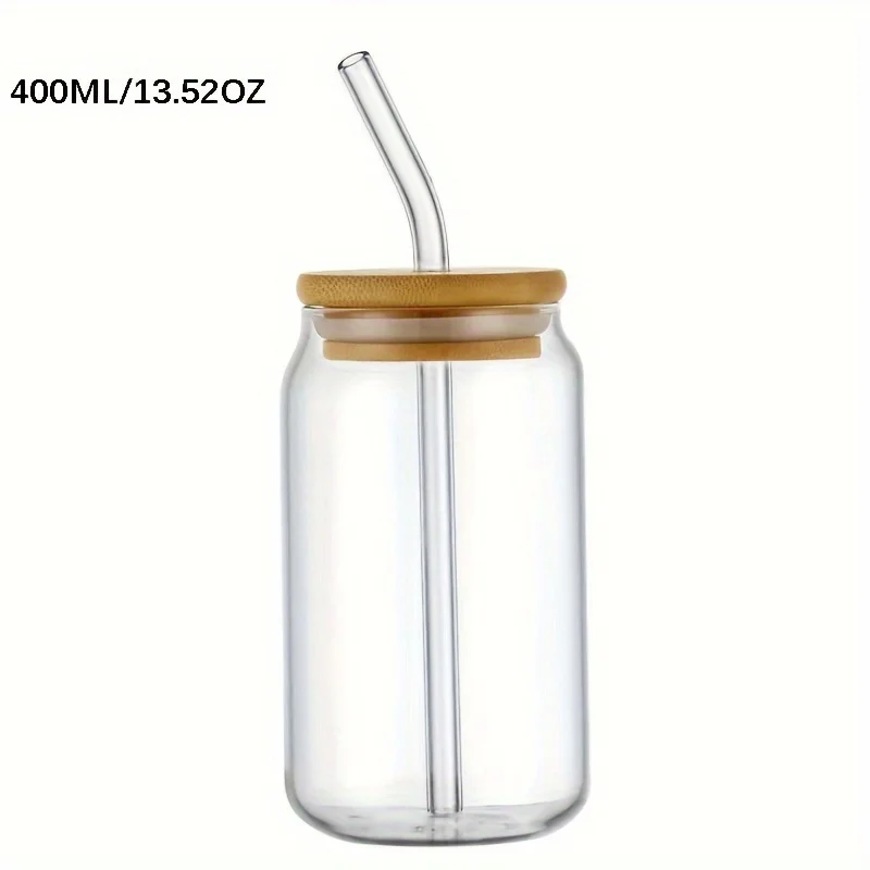 1pcs Internet celebrity Instagram style glass water cup, summer high-value juice cup, cute straw cup, coffee cup, cola cup