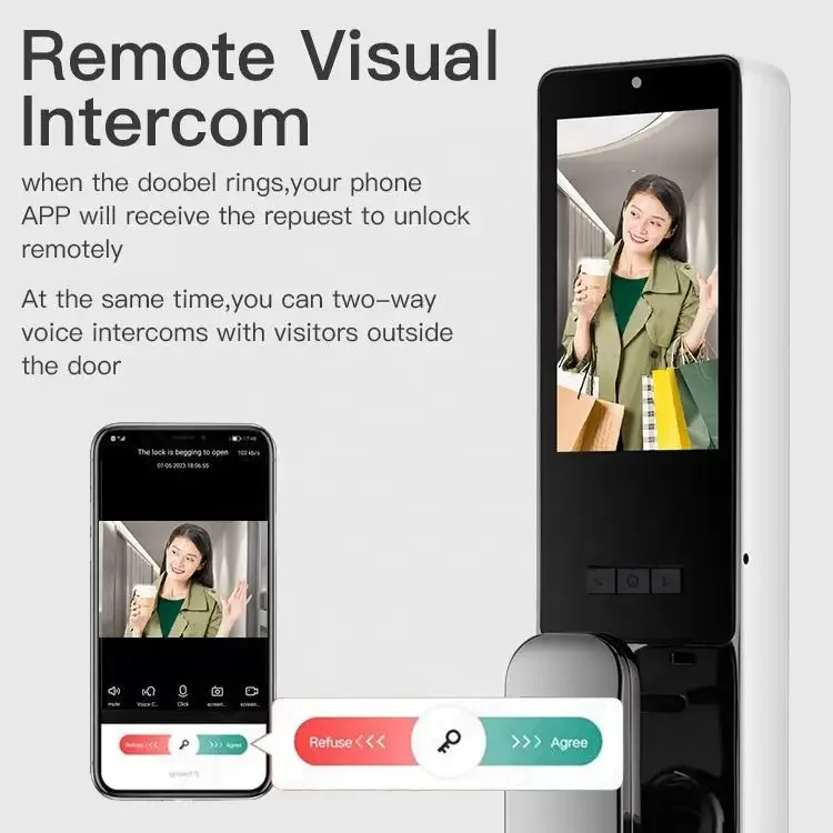 Full-Automatic Intelligent Fingerprint Key Digital Smart Lock Wifi Usmart Go Face Recognition Smart Lock Intercom Function