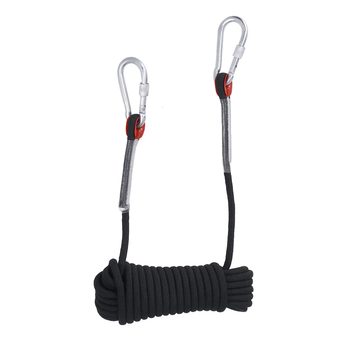 10M 10Mm 厚さのクライミングロープ ブラック 強化ポリエステル 軽量 ポータブル セーフティスリング アウトドア登山 ラペリング用