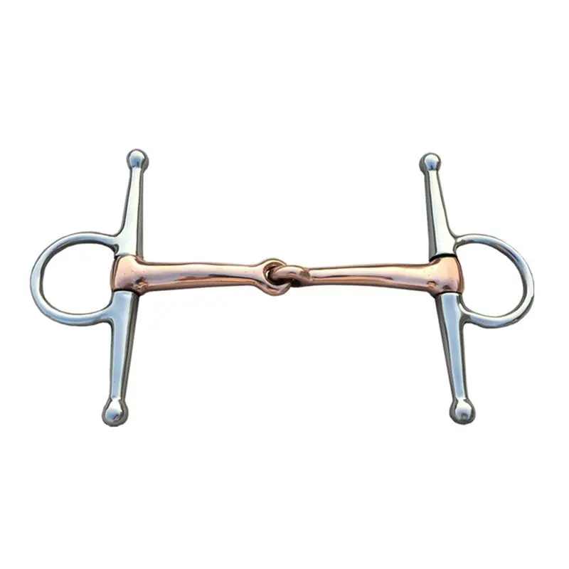 full-cheek-stainless-steel-equestrian-flexible-d-ring-loose-set-horse-bit-buckle-double-joint-copper-mouth-a00e