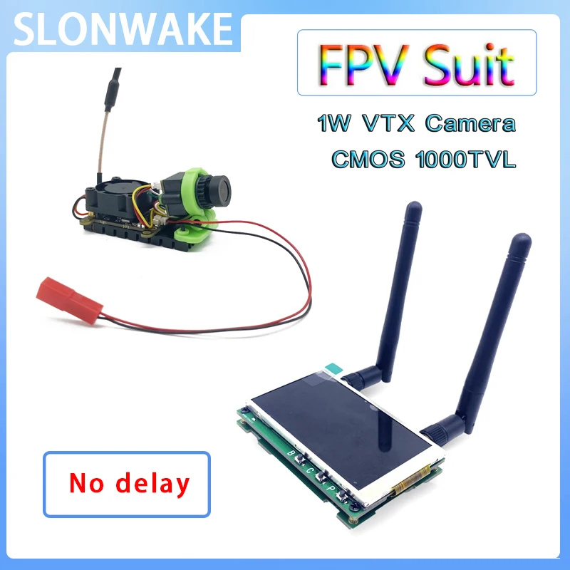 

SLONWAKE 5.8G 48CH 1000mW adjustable VTX Transmitter Camera and Mini FPV Monitor 3 inch 480*272px Monitor Built-in Battery