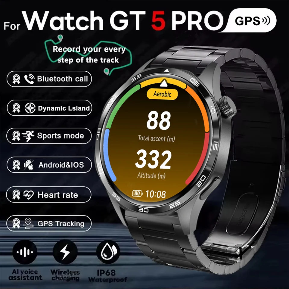 

Men New GPS Smart Watches Outdoor Sports Fitness Smartwatch Heart Rate Monitori Bracelet Voice Assistant Bluetooth Call Watches