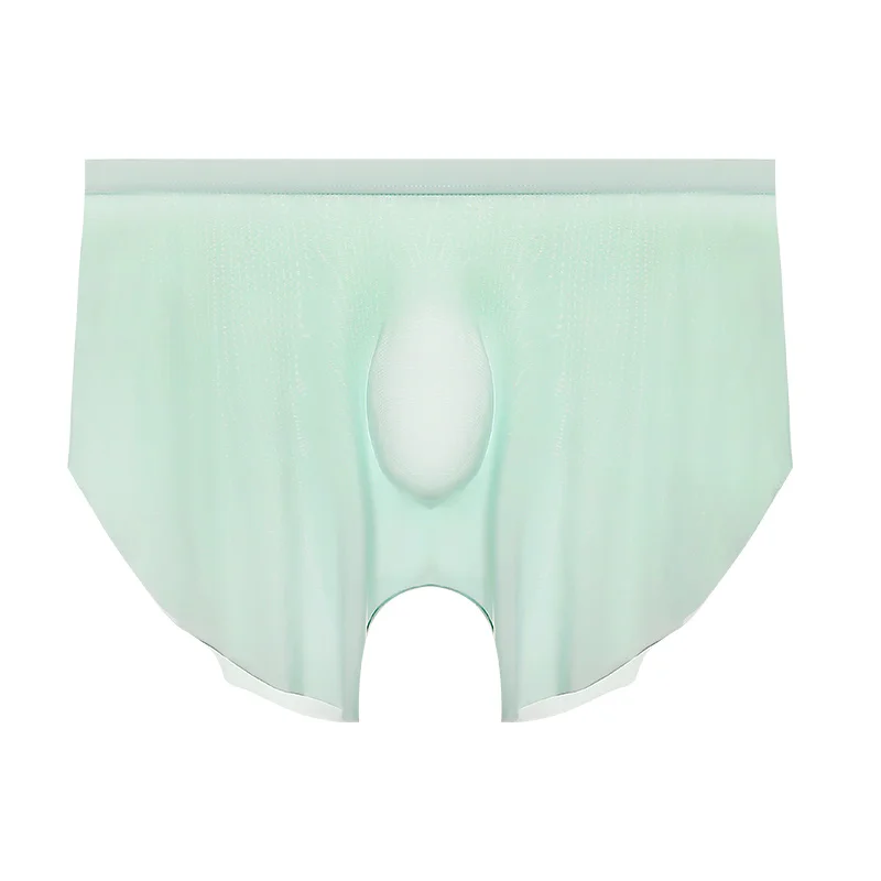 Herren-Unterwäsche aus Eisseide, nahtlos, 3D-Stanz-Boxershorts, Sommer, dünne Unterhose, erweiterte Sportshorts für Jungen