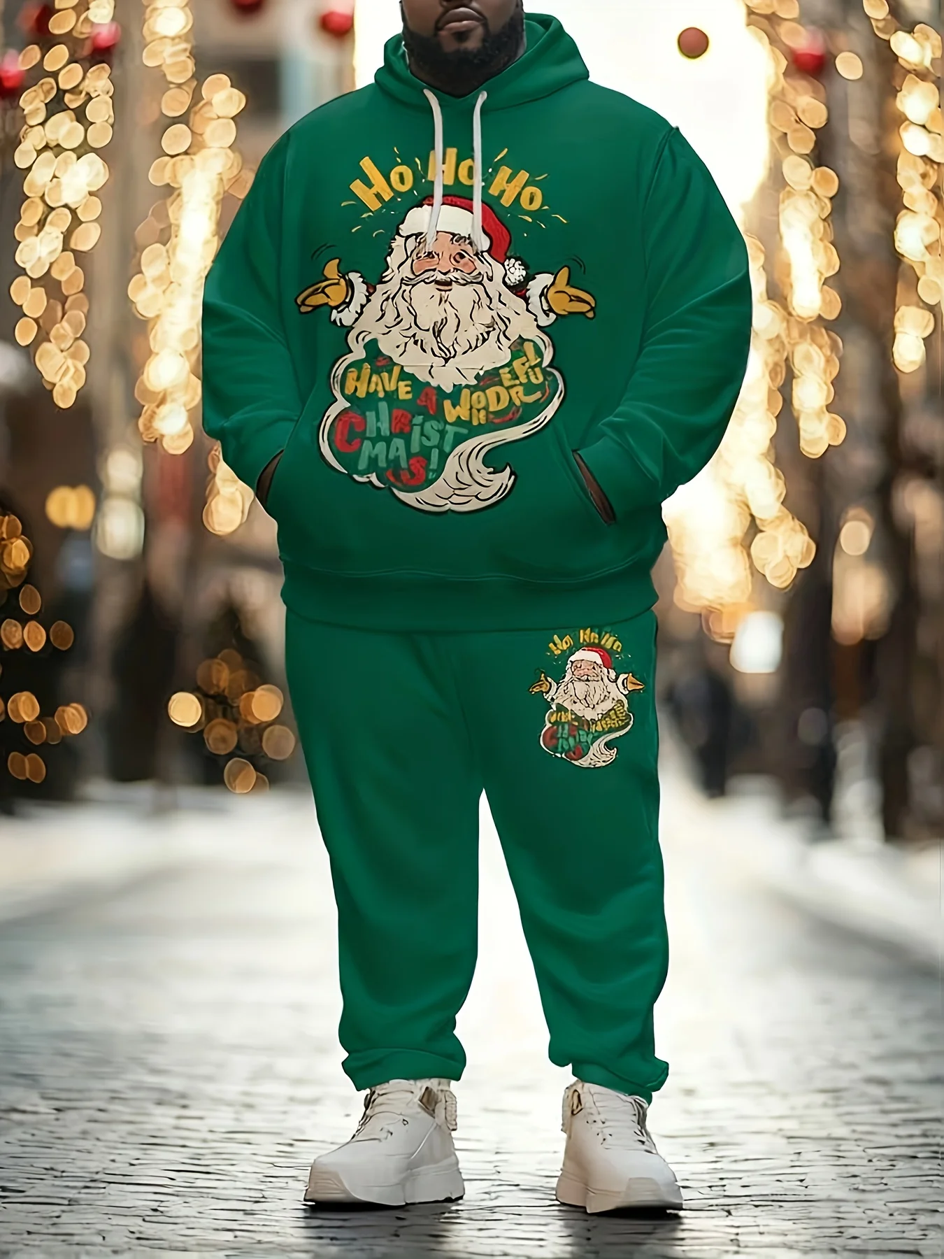 Casual 3D Christmas Elements Print Men's Hoodies Sets Autumn Winter Sweatshirts Pants 2 Piece Outfit Fashion Loose Sports Suits