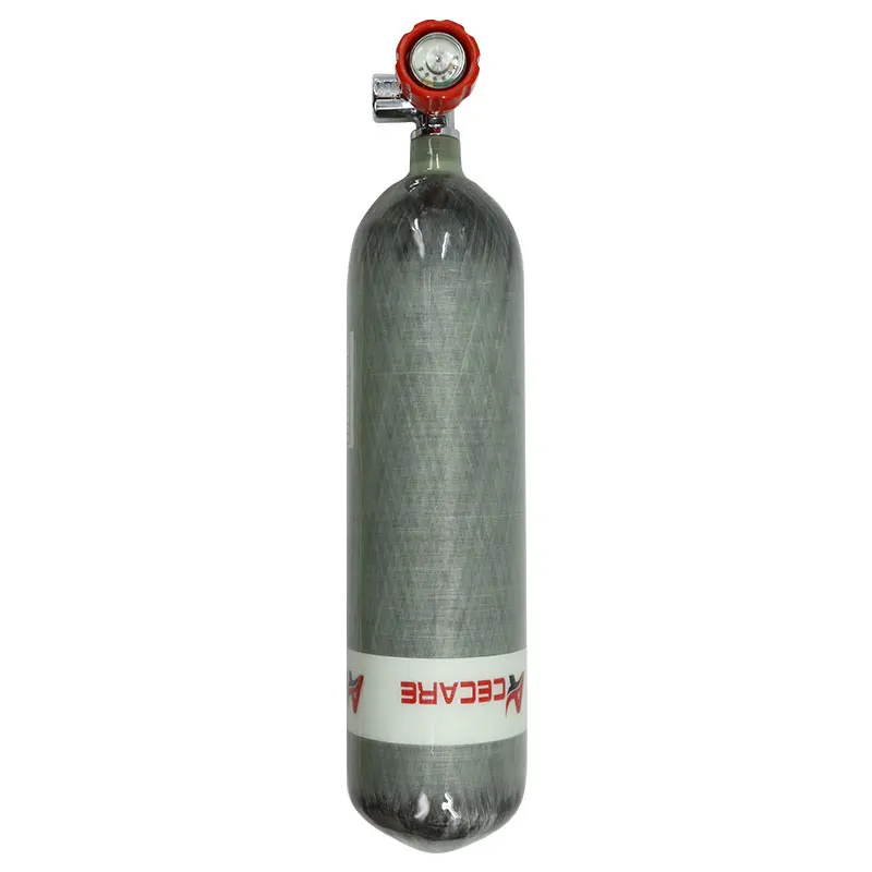 Acecare 3L CE 4500Psi Carbon Fiber Air Tank/Gas Cylinder and Red Valve Balloon With Compressed for Diving