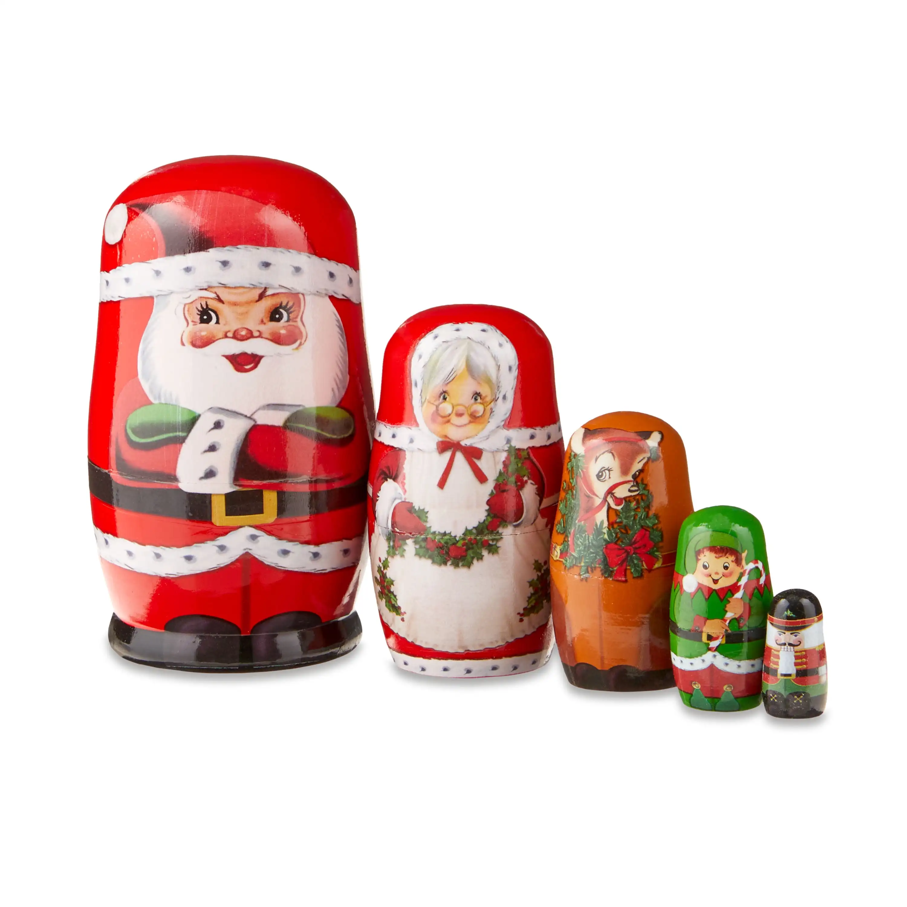 

5-Piece Wooden Nesting Christmas Figures Tabletop Décor