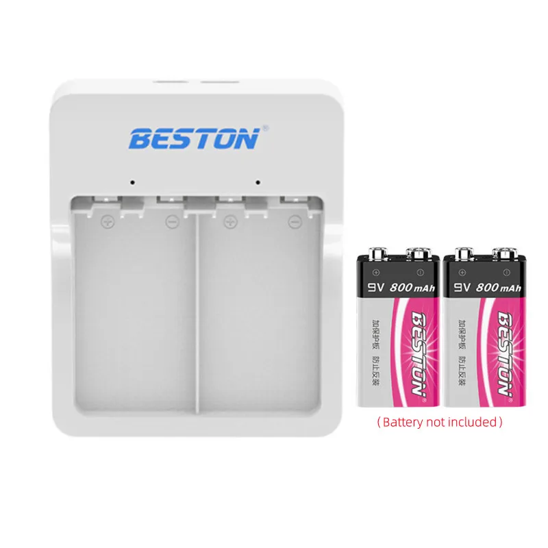 Cargador de batería recargable de 9V con 2 ranuras, indicador LED, batería de litio/NiMH, cargador inteligente de batería de 9V