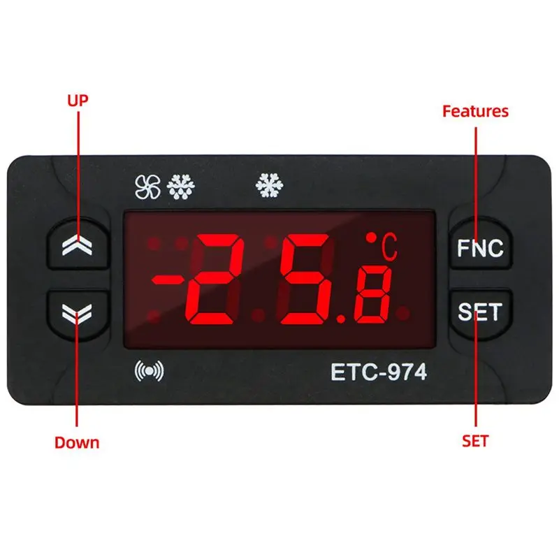 Y39A-8X ETC-974 Digital Temperature Controller Microcomputer Thermostats Thermostat Refrigeration Alarm 220V NTC Sensor