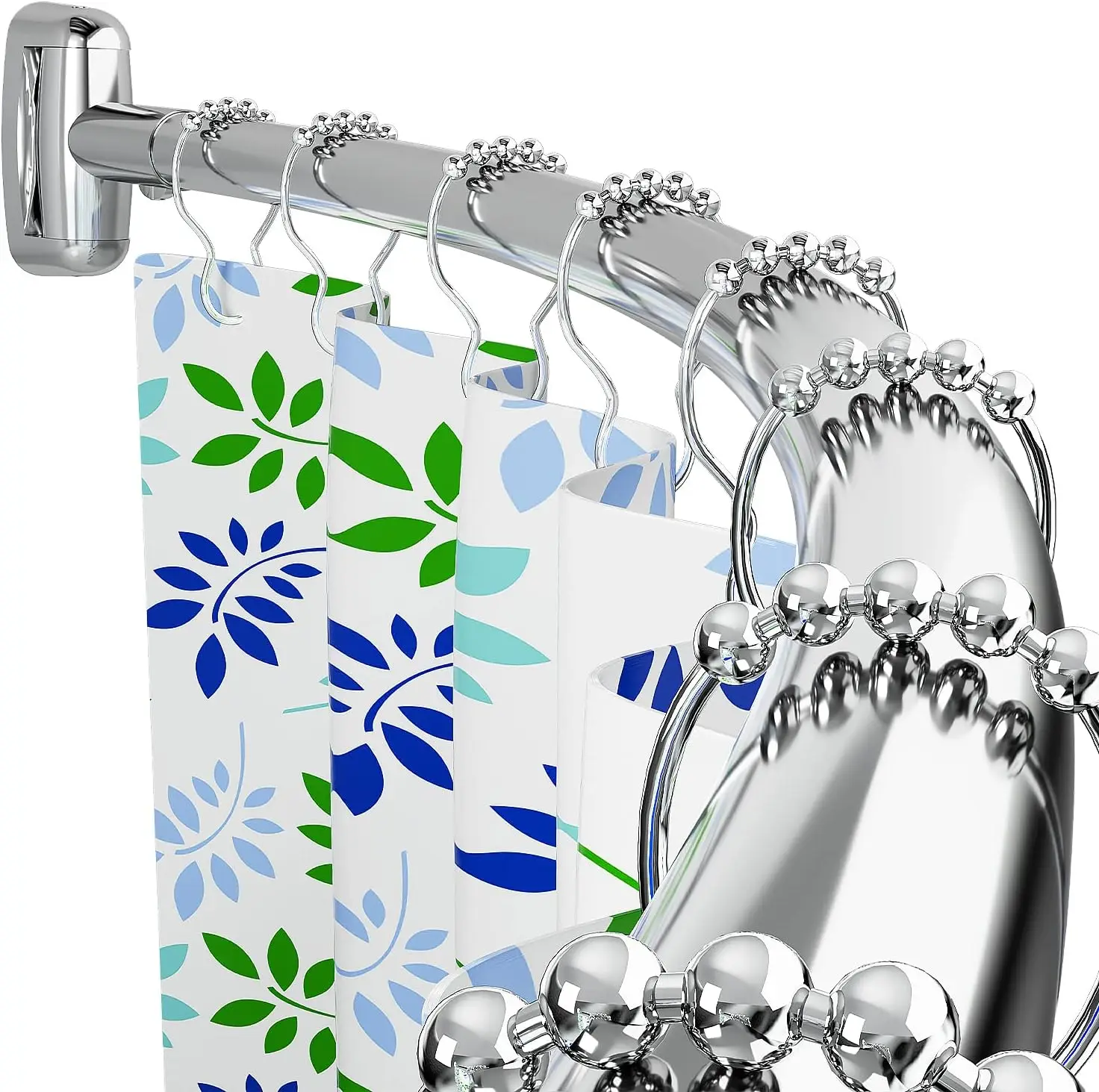 

Изогнутый карниз для душевой занавески, регулируемый 45-72 дюйма, нержавеющий круглый карниз, который не опадает, для ванной комнаты