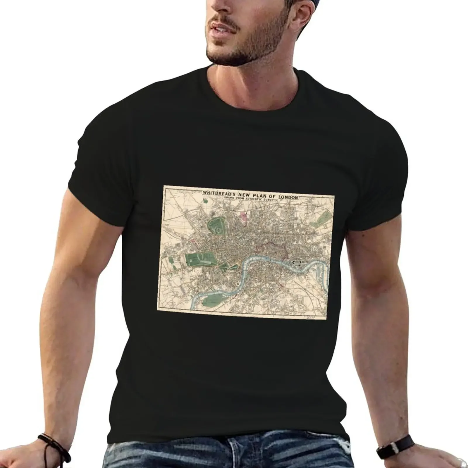 

London Vintage Map 1853 Antique London Map Vintage London T-Shirt cute clothes t shirt men 100℅ cotton