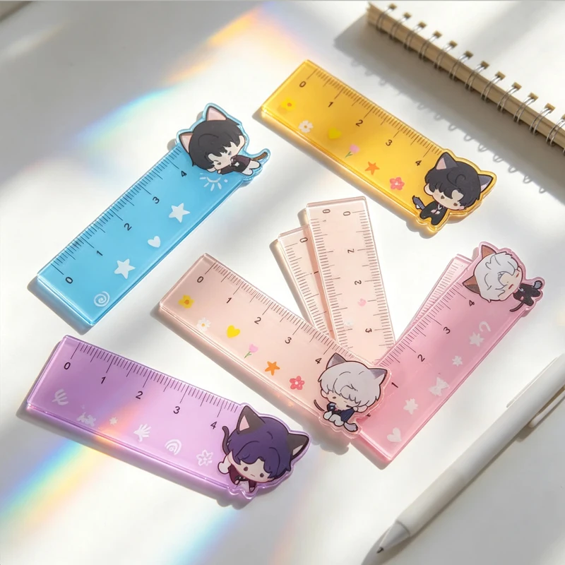 Love and Deepspace Acrylic Ruler Xavier Zayne Rafayel Caleb Sylus Chibi Swim Ring 15cm Kawaii School Stationery Gift