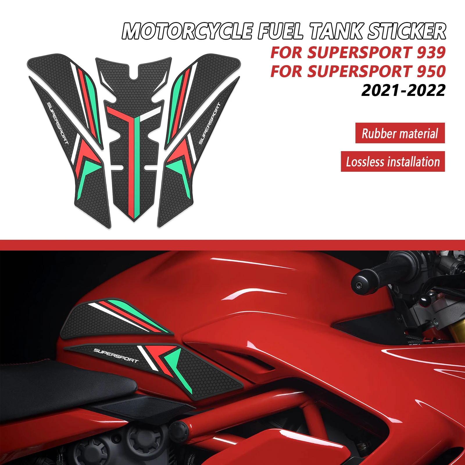 

For DUCATI Supersport 950 939 2021-2022 Motorcycle Fuel Tank Pad Sticker Decal Kit Protective Waterproof Fuel Tank Traction Pad