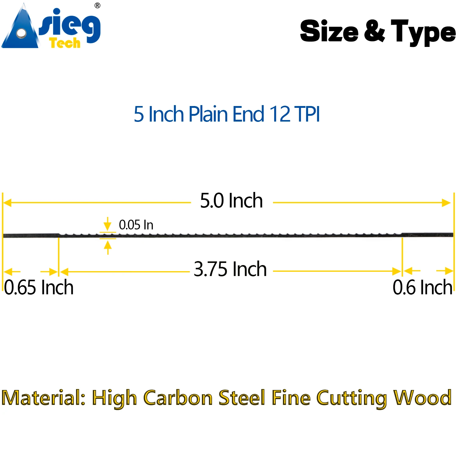 Plain End Scroll Saw Blade Set （12 TPI, 1~40PCS）5 Inch Fit for 5 Inch Scroll Saw