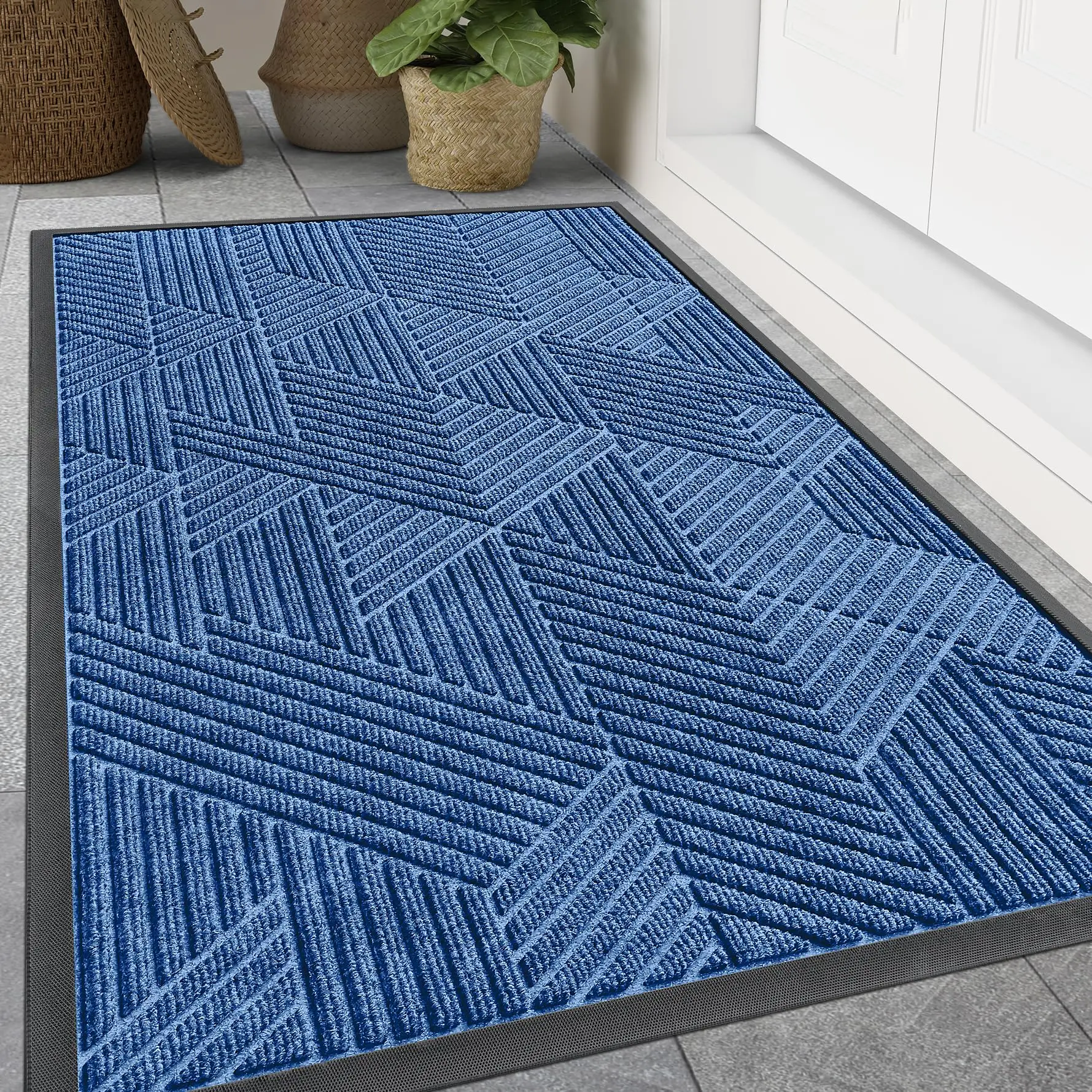 Kitinjoy Front Door Rubber Mats Indoor Outdoor Non-slip Absorbent Rugs Easy Clean Low Profile Entryway Doormats Home Decor Mats