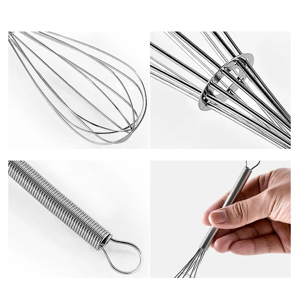 1pc Wire Whisks Mixer Egg Beater 5in 7in 8in 12in Stainless Steel Egg Beater Kitchen Tools for Stirring Cooking Blending Beating
