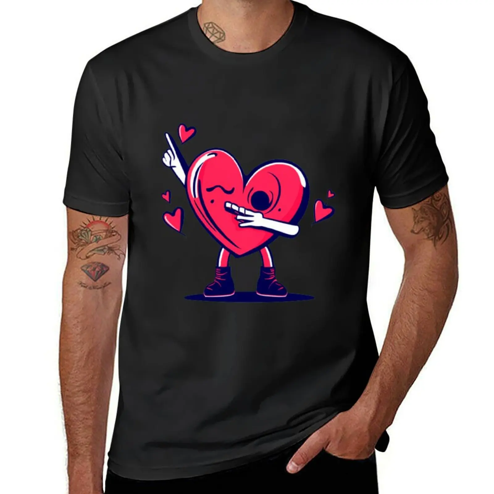 Dabbing Heart Valentines Day Funny Love Dab Dance Dancer T-Shirt customizeds vintage clothes plain t shirts men