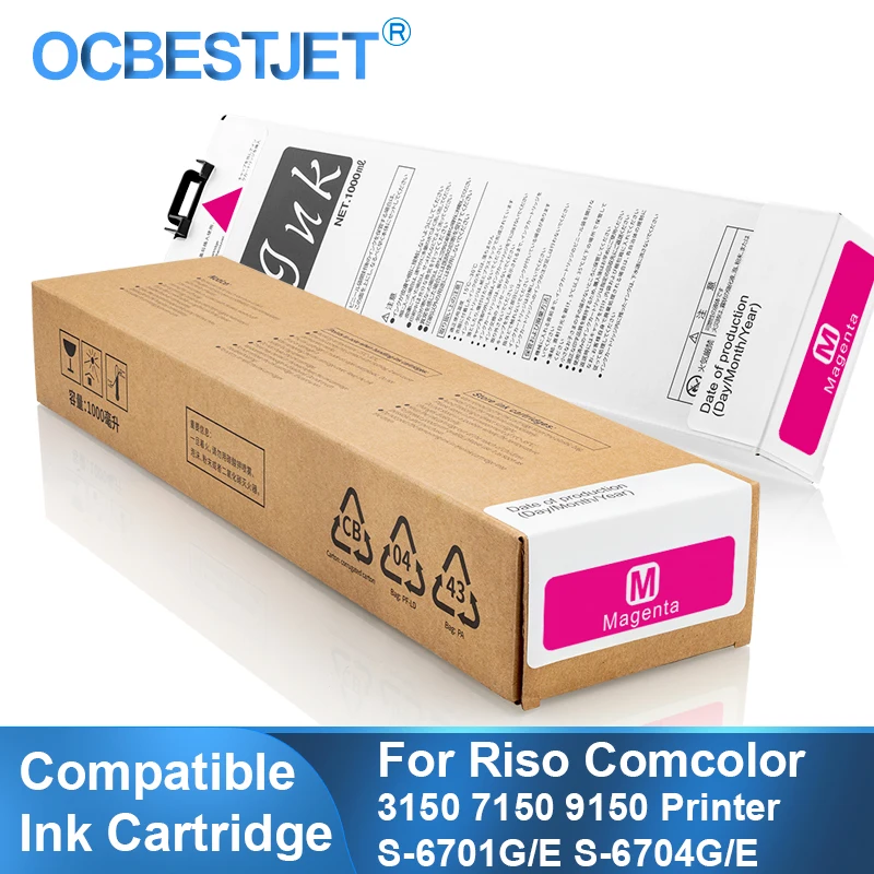 OCBESTJET Ink Cartridge For Riso Comcolor 3150 7150 9150 S-6701G/E S-6703G/E S-6704G With One Time Chip Compatible Ink Cartridge