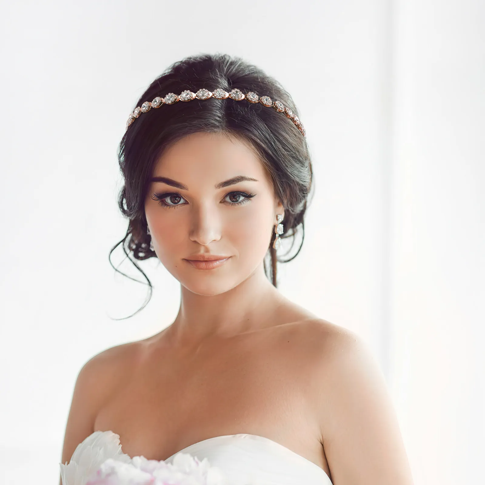 

Crystal Hair Ribbon Wedding Headband Elegant Bridal Headpiece Romantic Accessories for Bride Prom Party Special Occasions