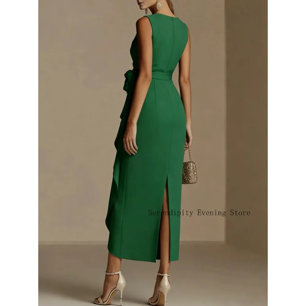 Customized 3D Flower Formal Mother of Birde Dresses 2026 Green Ruffles Women‘s Classic Party Attire Gowns Elegant Evening Dress