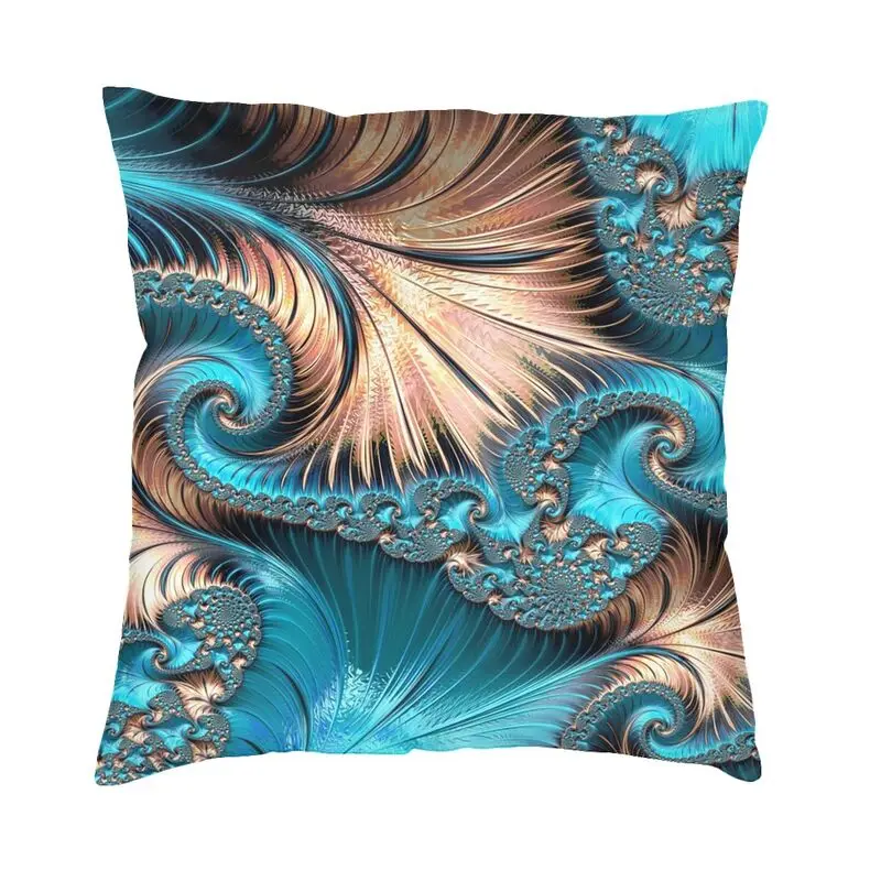 Turquoise Gemstones Geometric Patterns Cushion Cover 45x45 Home Print Elegant Copper And Teal Fractal Eighteen Throw Pillow Case
