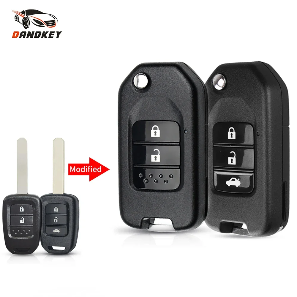 KEYYOU 2/3 Buttons Modified Remote Flip Remote Key Shell For Honda Accord 2013-2016 Civic XRV City CRV 2013 2014 2015 2017