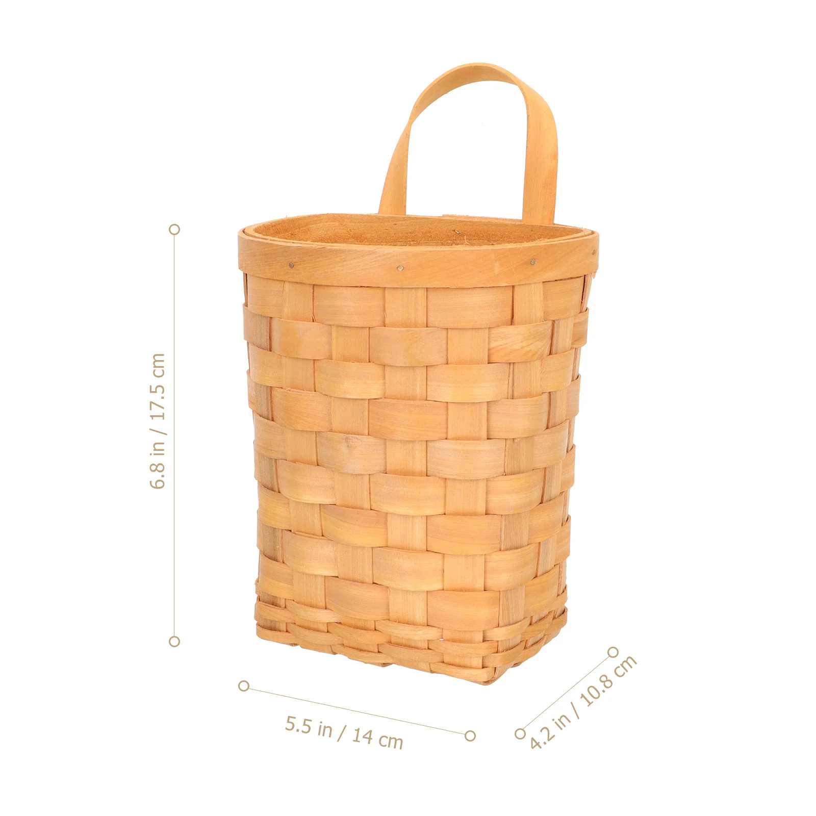 

Woven Storage Basket Wooden Hanging Organizer Nordic Style Kitchen Wall Storage Bin for Cosmetics Keys Notebook