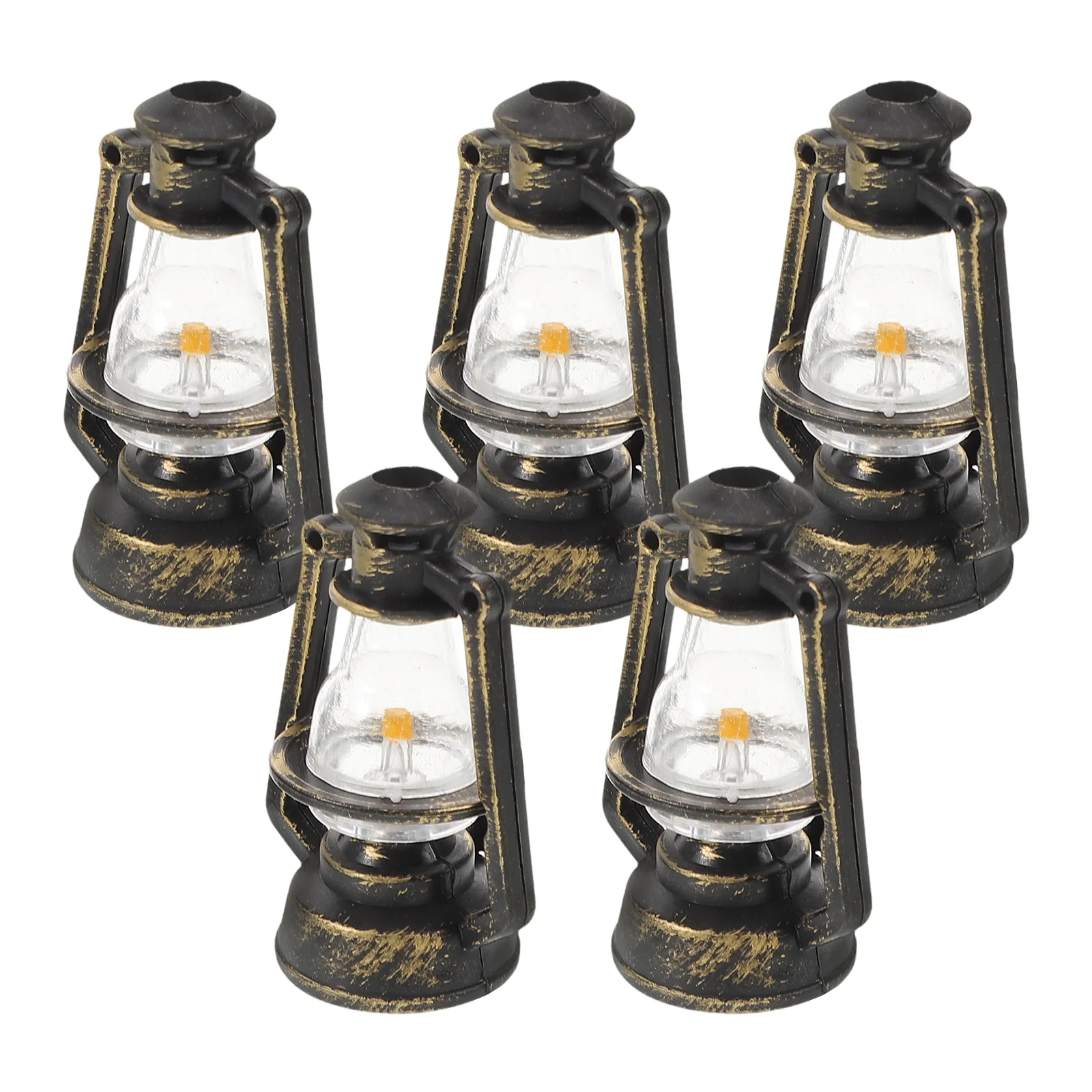 5 Pcs Dollhouse Miniature Lamps and Toys Lanterns Decorative Accessories Kerosene Retro Landscape Decorations