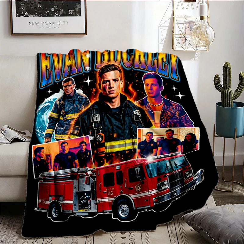 Evan Buckley Flannel Blanket, 9-1-1 TV Show Merch, Eddie Diaz, Bobby Nash, 911 Series Flannel Throw