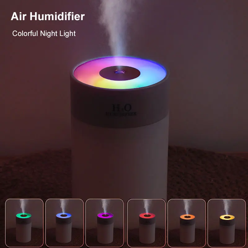 

USB Ultrasonic Air Humidifier 260ml Portable Aroma Diffuser Colorful Lamp Mist Maker Romantic Car Room Desk Air Humidification