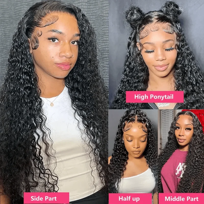 13x4 موجة عميقة الدانتيل الجبهة الباروكات شعر الإنسان قبل قطعها-200% الكثافة-HD الدانتيل الشفاف الباروكات الأمامية خصلات الشعر المستعار الإنسان عميق مجعد #3