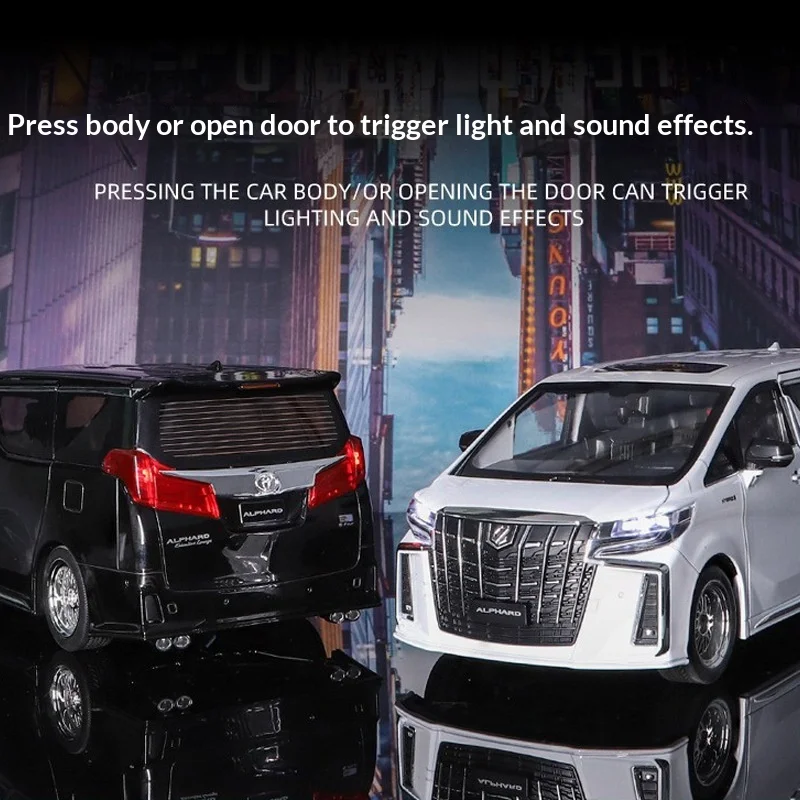 Chezhi 1/18 Toyota Alphard Officially Licensed Alloy Diecast Model, Detailed Metal Replica Static Car for Collection & Display