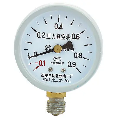 YZ-60 Round Dial Air Pneumatic Vacuum Pressure Meter Gauge -0.1MPa to 0.9MPa 60mm -0.1~0.9Mpa 1/4
