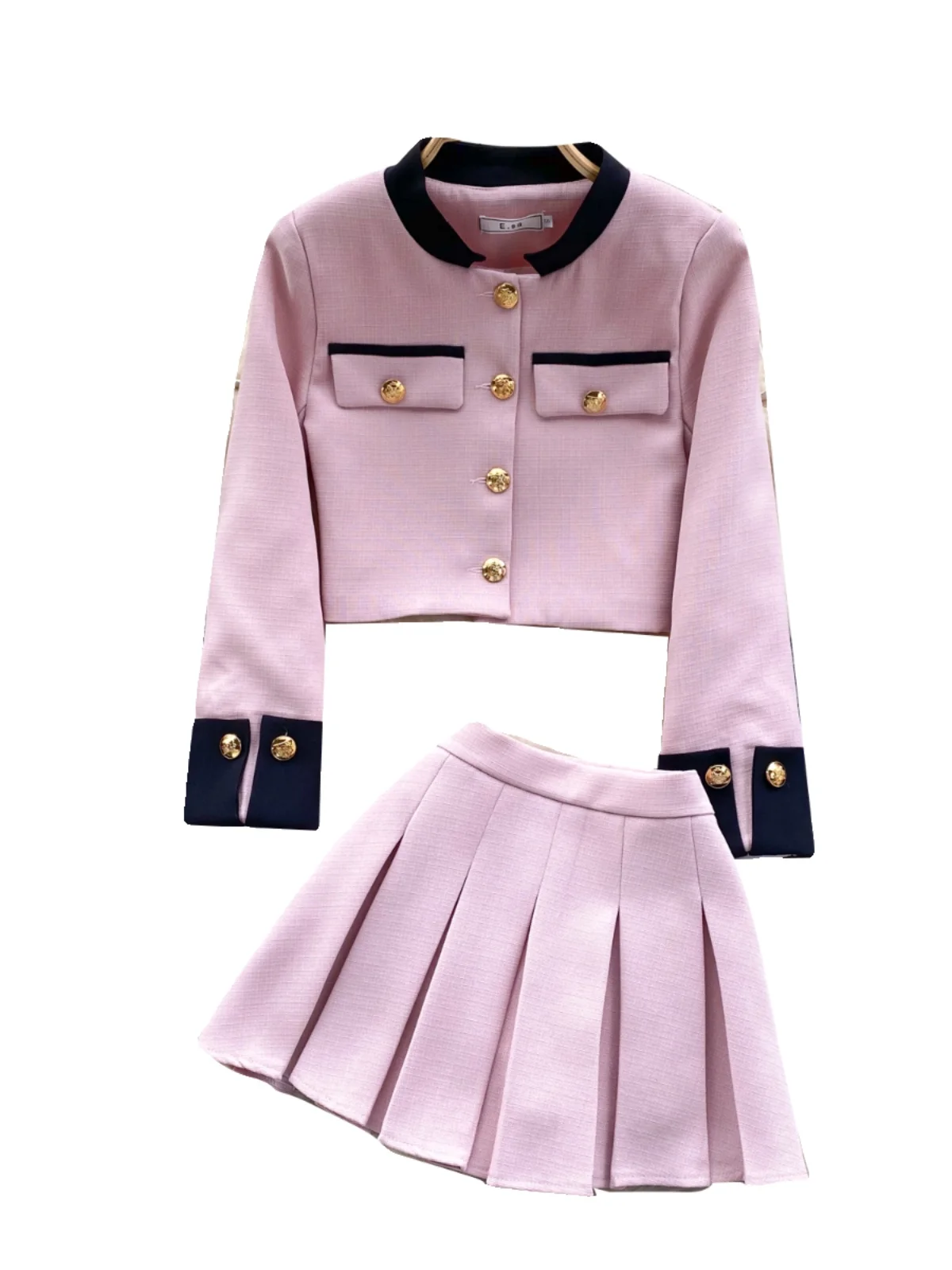 Conjunto de Moda Primavera, Diseño con Bloques de Color, Cárdigan Abierto, falda Pada, Conjunto de Dos Piezas, Estilo ...