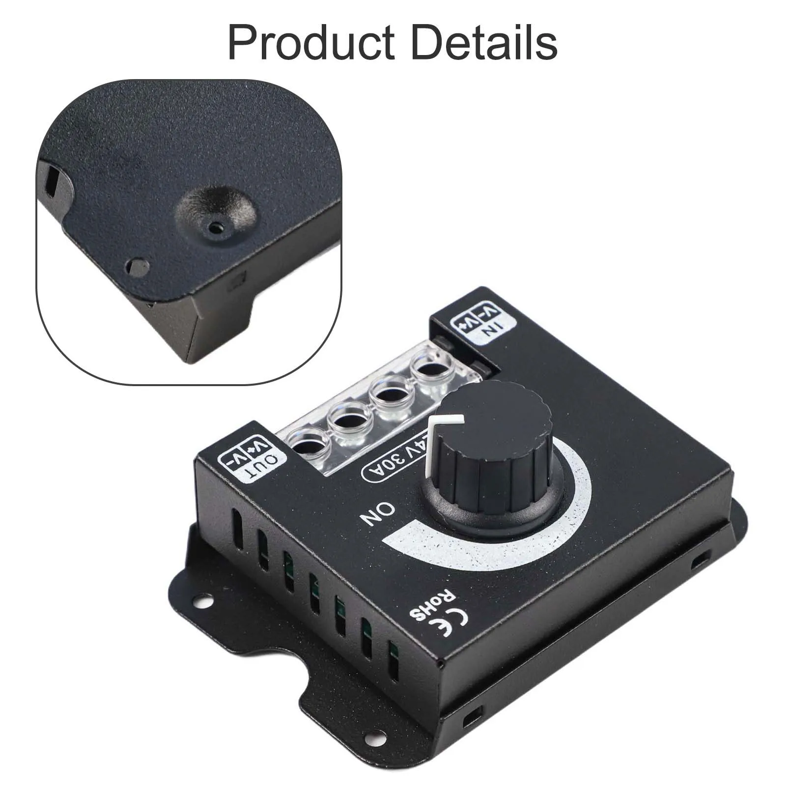 Aluminum Housing Switch Brightness Regulator Switch Screw-in Terminals Adjustable Brightness DC 12V-24V Compatible