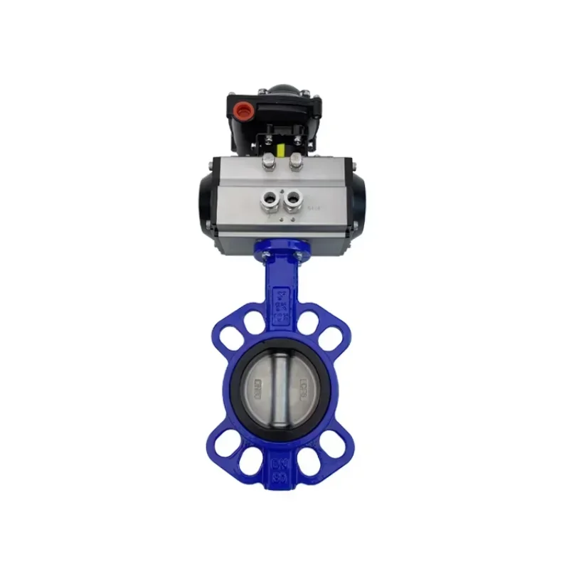 CSA  Full Lug Pneumatic Liquid Butterfly Valve Wafer Type DN80 3