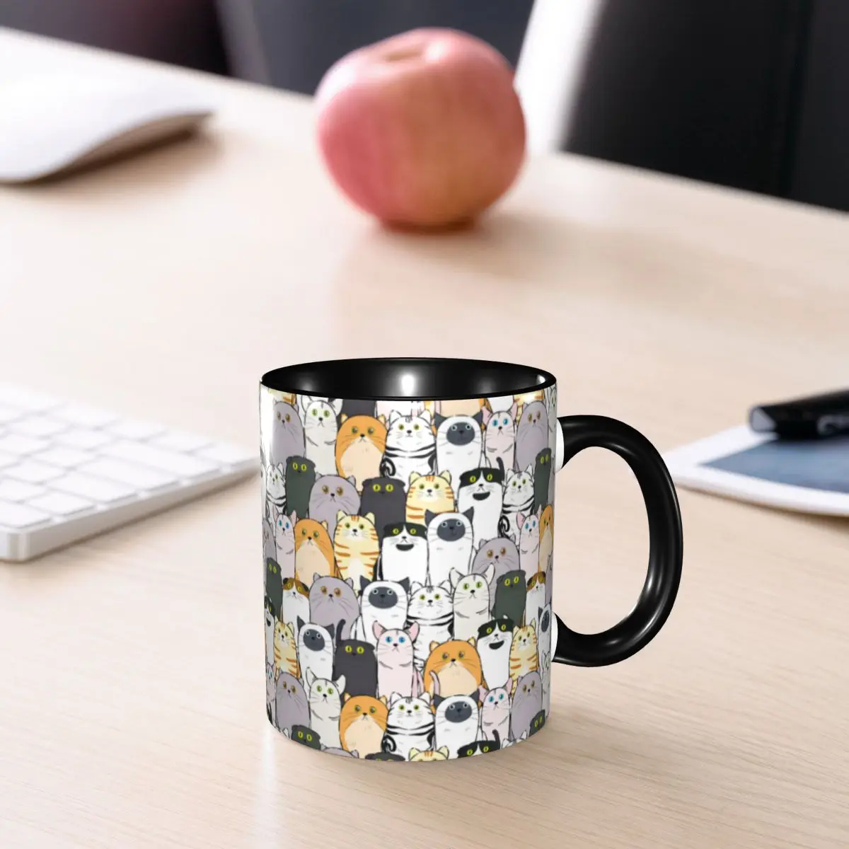Personalized DIY Cute Black Cat Ceramic Mugs Colorful Pattern Oil Painting Coffee Cups Creative Gift 6