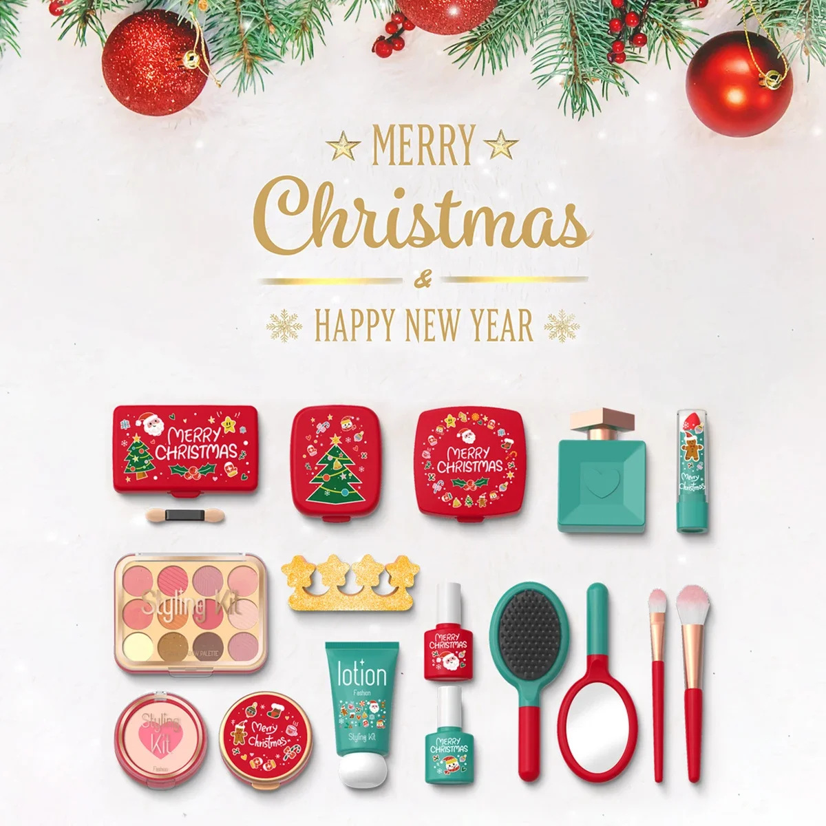 子供用おもちゃの化粧品セット クリスマス限定版 ギフトボックス ハウスプレイおもちゃ ロールプレイング 女の子向けビューティーおもちゃセット ギフト