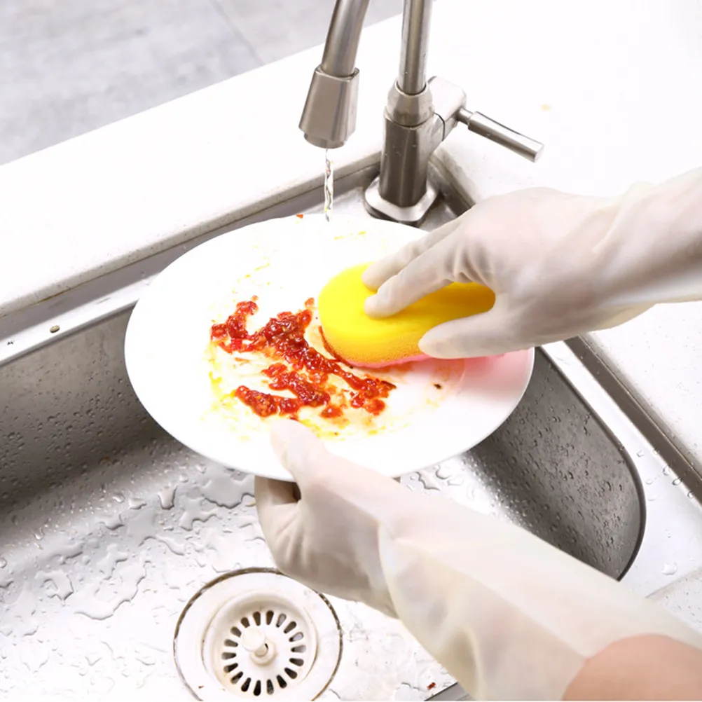 2Pairs Heavy Duty Nitrile Gloves Waterproof Lightweight Dishwashing Kitchen Gloves Reusable Soft Comfortable for Gardening