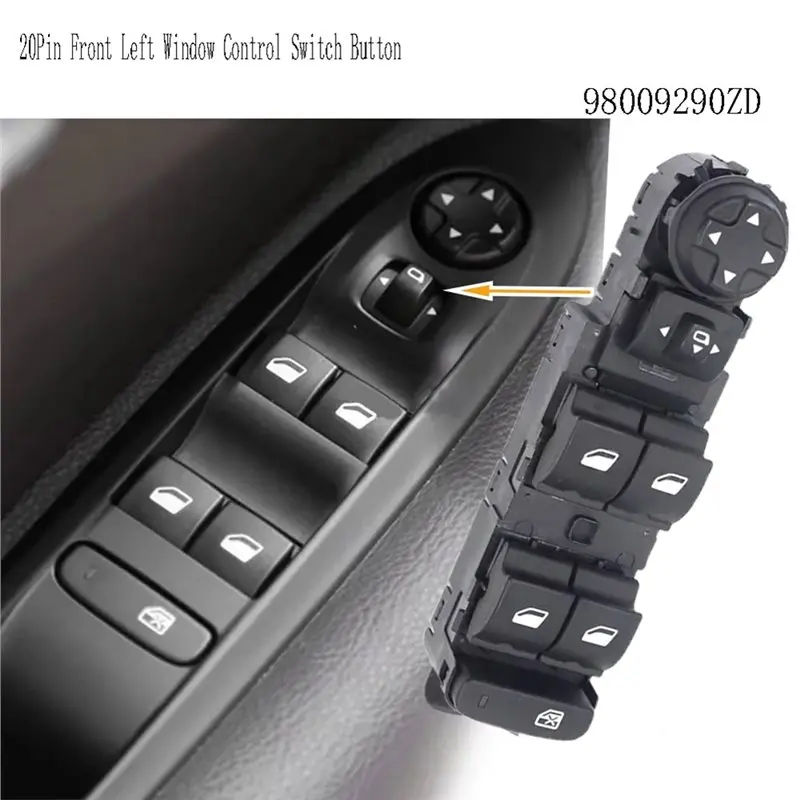 Reliable-Front Left Window Control Switch 98009290ZD 20Pin Button Lift For 408 308S Citroen C4L C4 2013-16